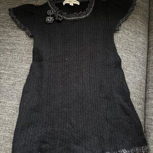 Elegant Black Crochet Cable knit Dress with black dress with silver lining